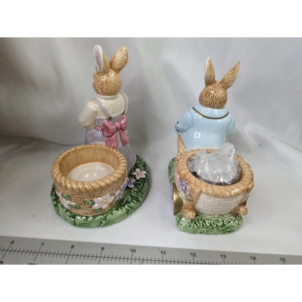 Avon Springtime Collection Rabbit‎ Tealight Holders Lot of 2 2002
